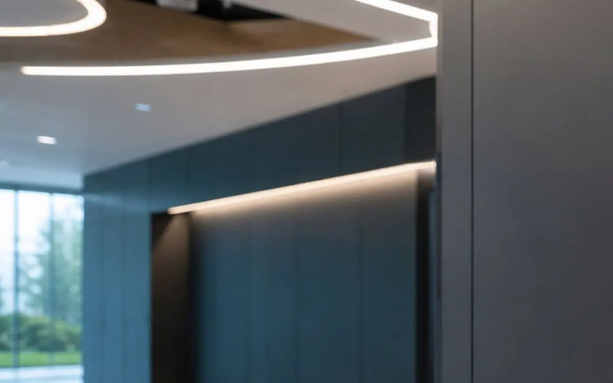 Espaço interior com iluminação linear