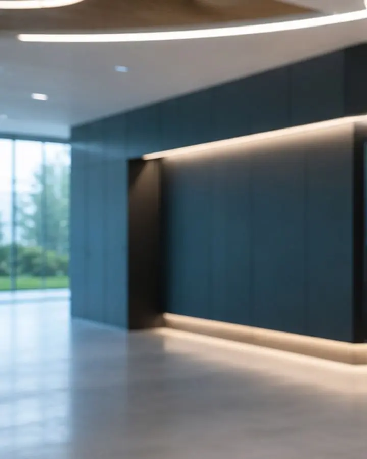 Espaço interior com iluminação linear e indireta